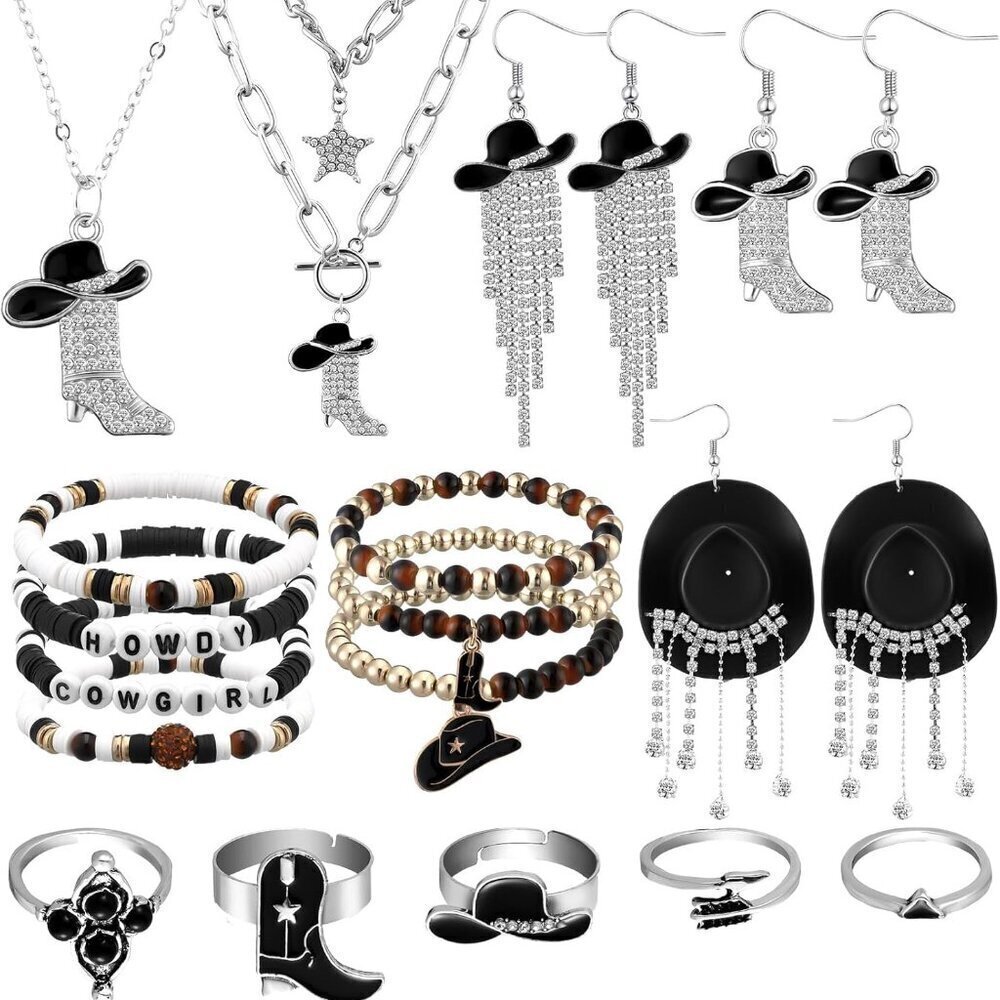 Western Cowgirl Jewelry Set Crystals Metal Beads Accessories for Women
